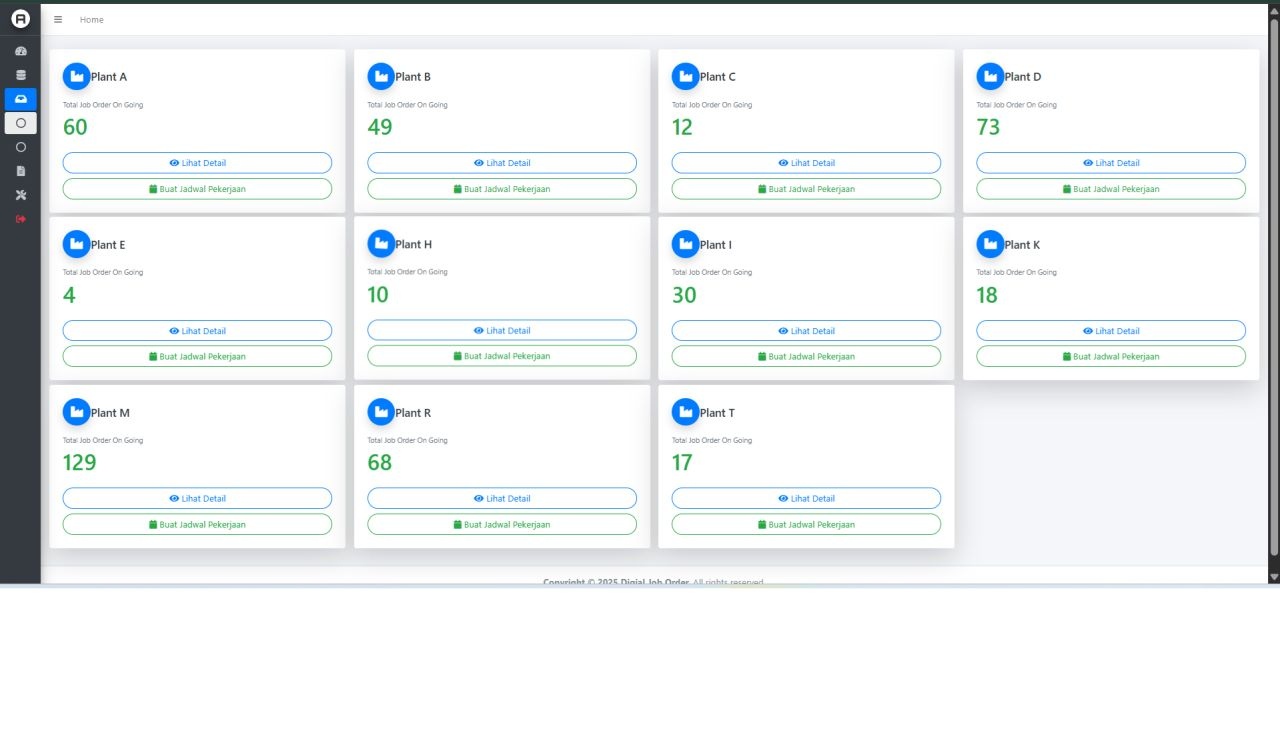Digital Job Order — monitoring on going per plant