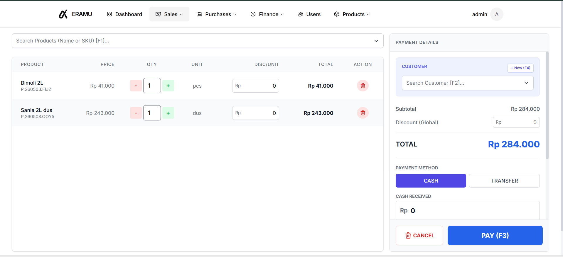 ERAMU — sistem POS sales, purchases, dan finance